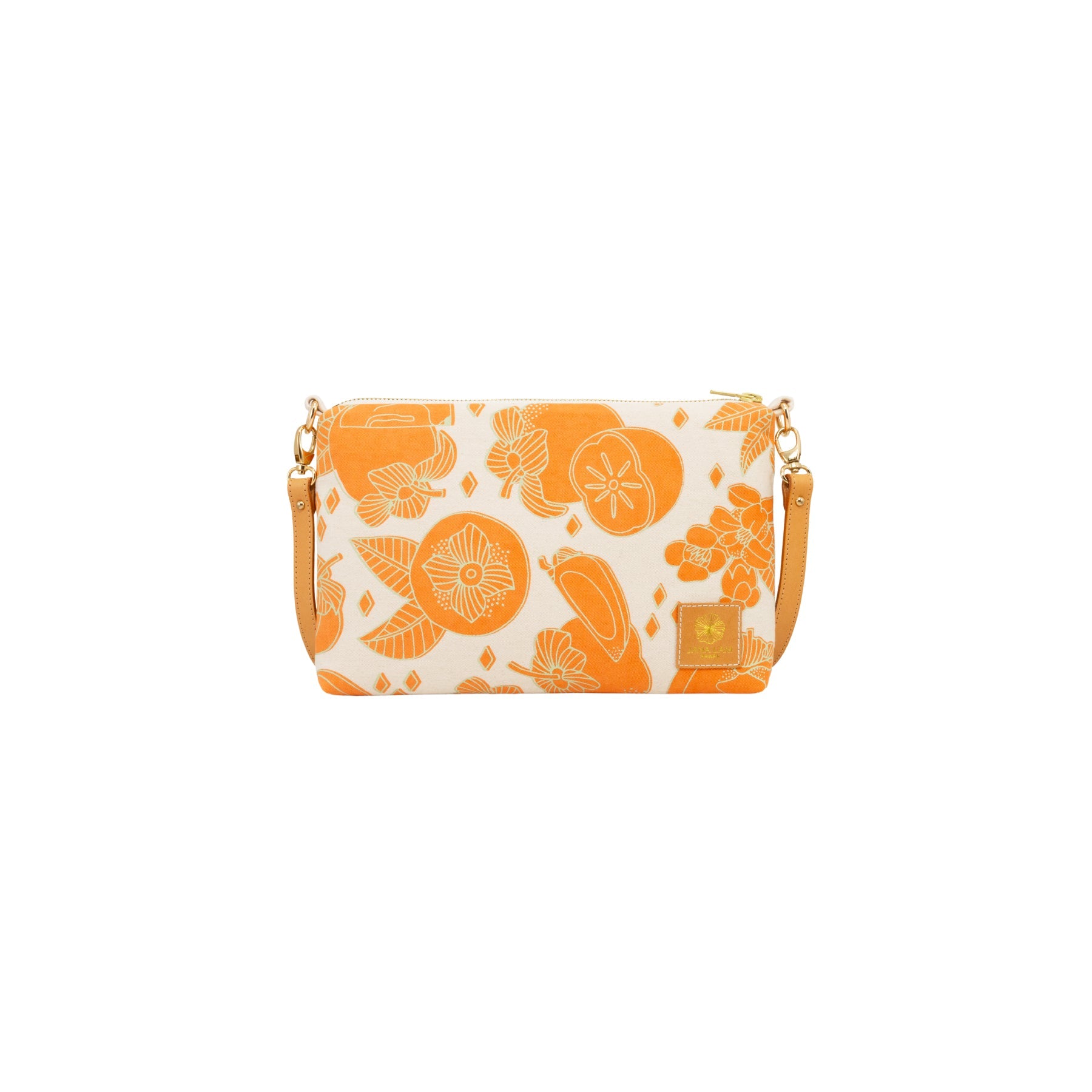 Slim Zipper Cross Body • Persimmon • Sage Green over Orange - Jana Lam Hawaii