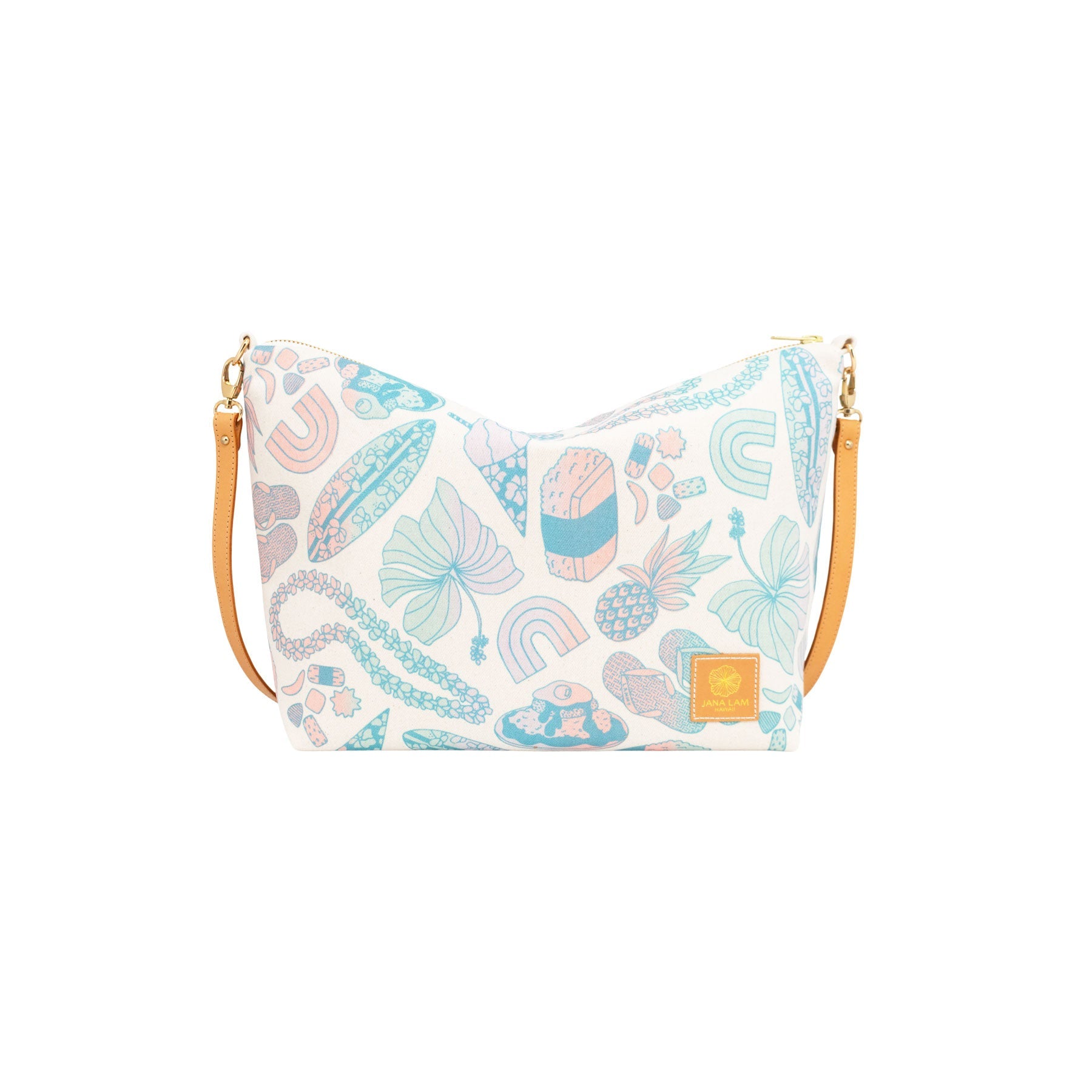 Slouchy Cross Body • Mixed Plate • Dusty Teal over Sage, Mauve, and Coral Ombre - Jana Lam Hawaii