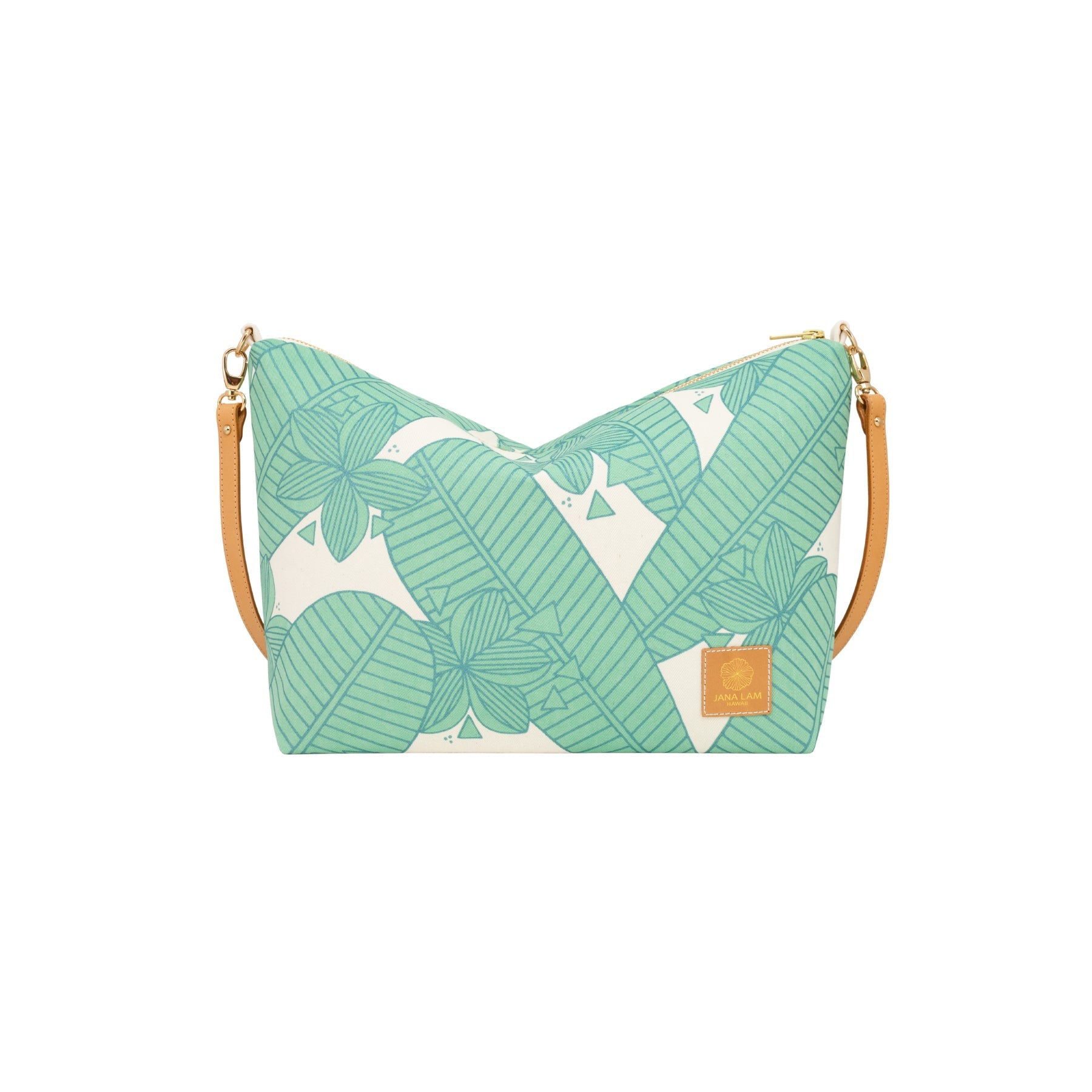 Slouchy Cross Body • Plumeria • Teal over Green Mist - Jana Lam Hawaii