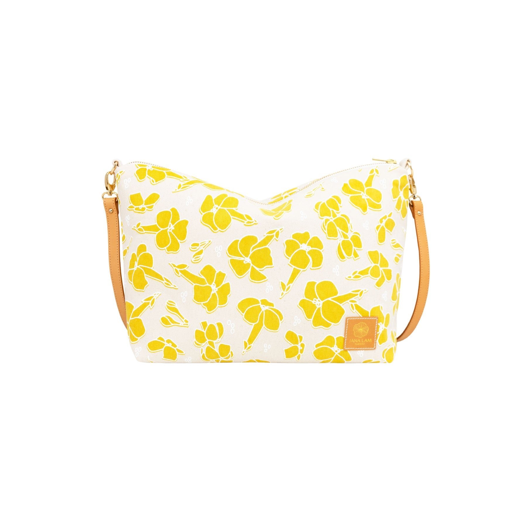 Slouchy Cross Body • Puakenikeni • White over Mustard Yellow - Jana Lam Hawaii