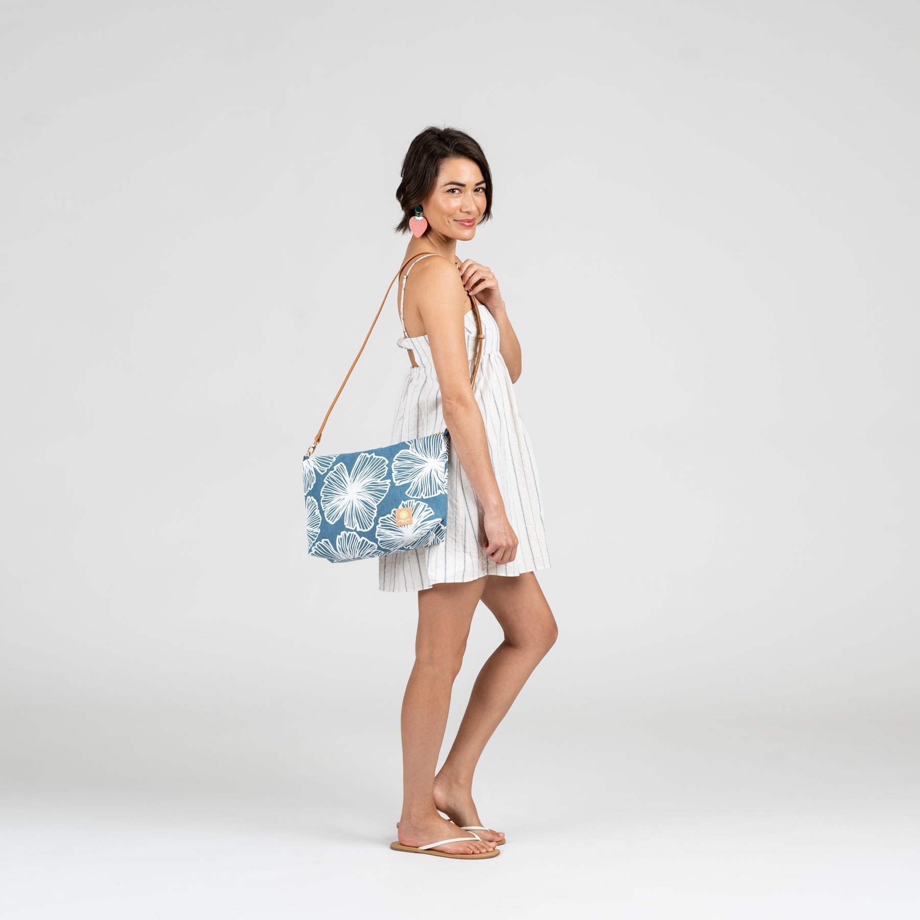 Slouchy Cross Body • Seaflower Pineapple • Denim Collection - Jana Lam Hawaii