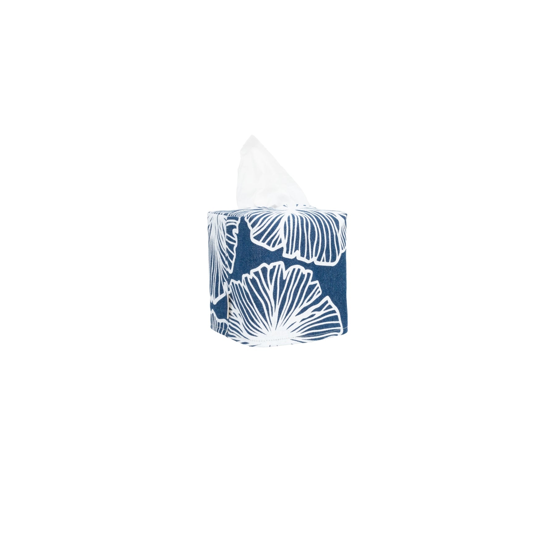 Square Tissue Box Cover • Seaflower • Denim - Jana Lam Hawaii