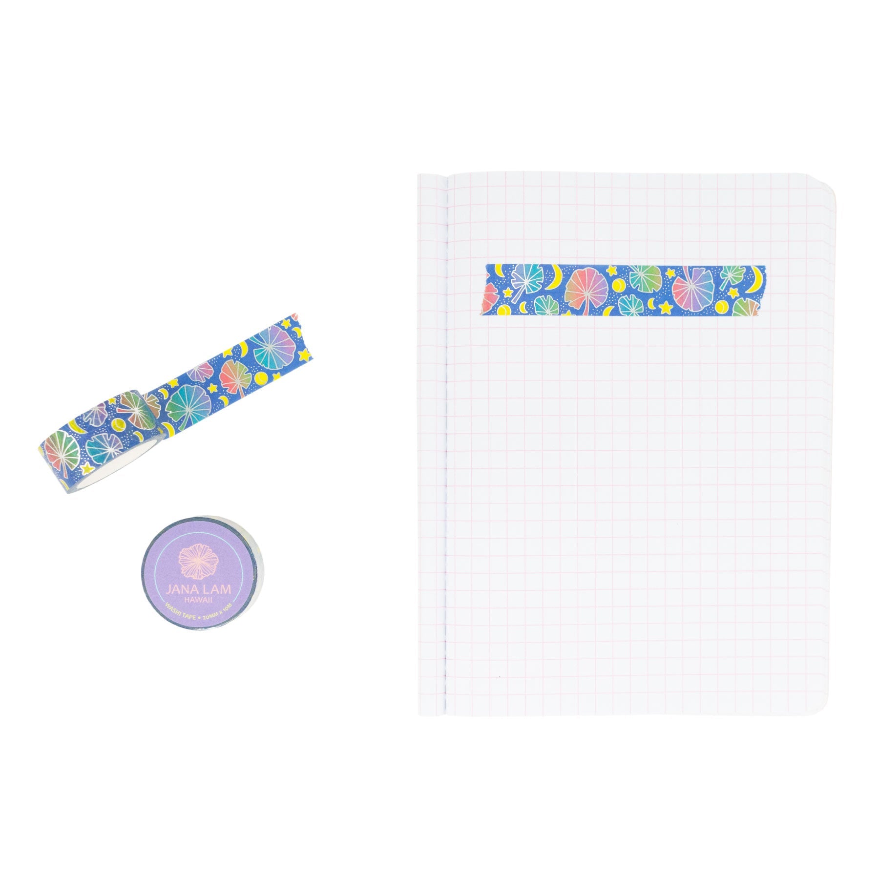 Washi Tape • Silver Foil Fan Palm • Twilight - Jana Lam Hawaii