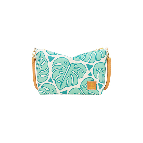 Mini Slouchy Cross Body • Monstera • Teal over Green Mist