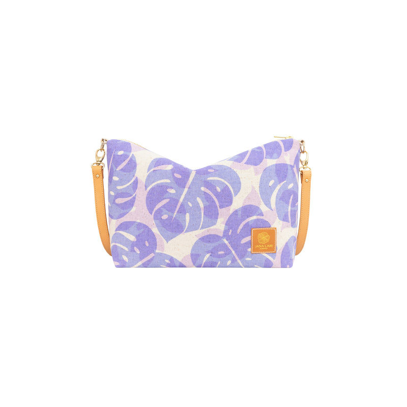 Mini Slouchy Cross Body • Monstera and Papaya Leaf Shadow • Violet over Lilac