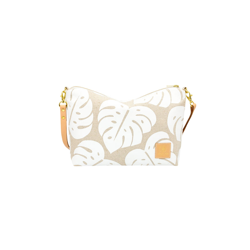 Mini Slouchy Cross Body • Monstera Shadow • White Collection