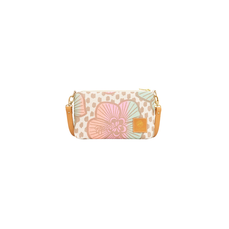 Mini Slim Zipper Cross Body • Hau • Shimmery Taupe over Pink, Mint, and Peach Ombre