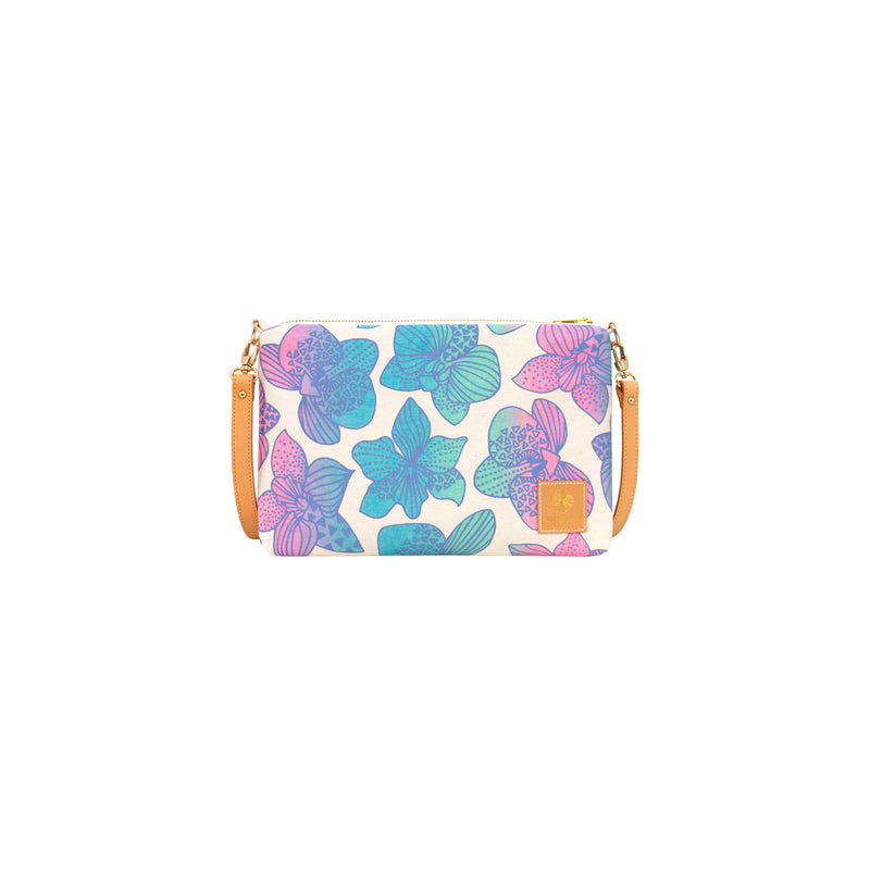 Slim Zipper Cross Body • Orchid • Indigo over Turquoise, Pink, and Green Ombre