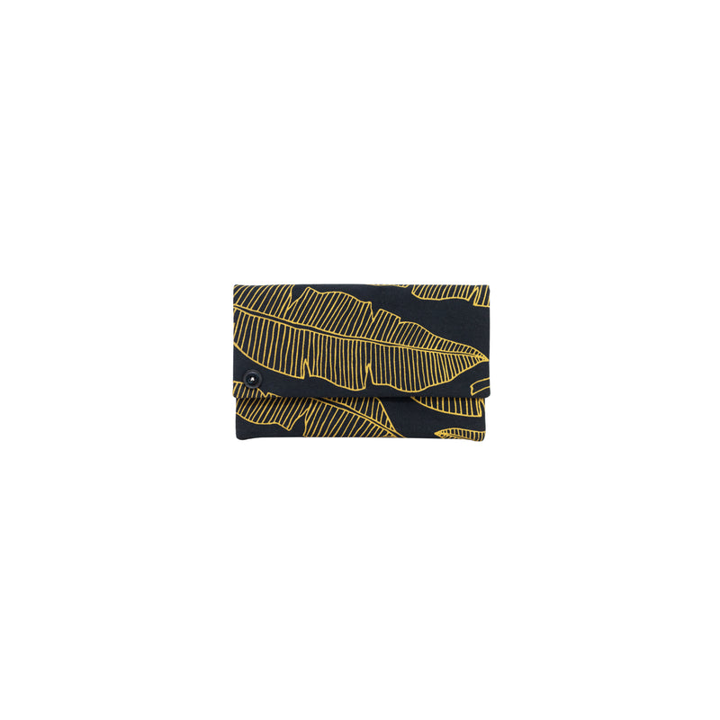 Classic Envelope Clutch • Banana Leaf • Gold on Black Fabric