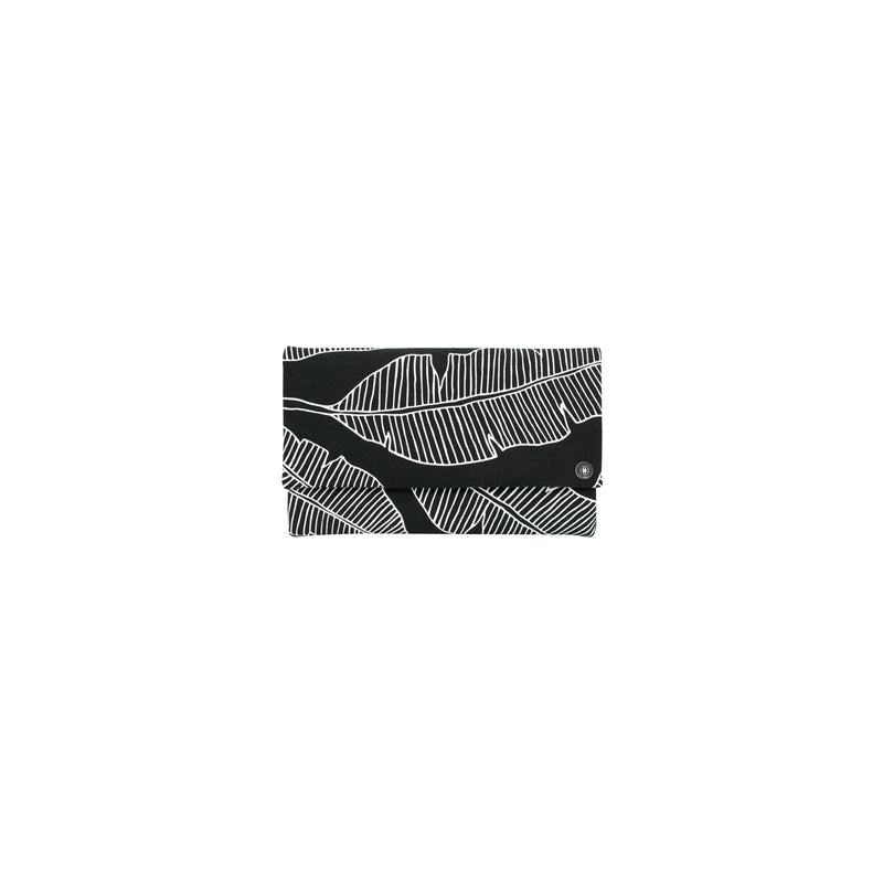 Classic Envelope Clutch • Banana Leaf • White on Black Fabric