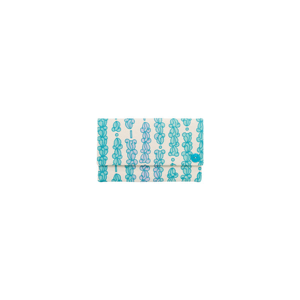 Classic Envelope Clutch • Crown Flower • Metallic Teal over Turquoise and Lavender Ombre