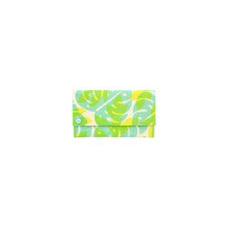Classic Envelope Clutch • Monstera and Papaya Leaf Shadow • Ocean Blue over Citron