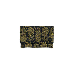 Oversize Envelope Clutch • Seaflower Pineapple • Gold on Black Fabric