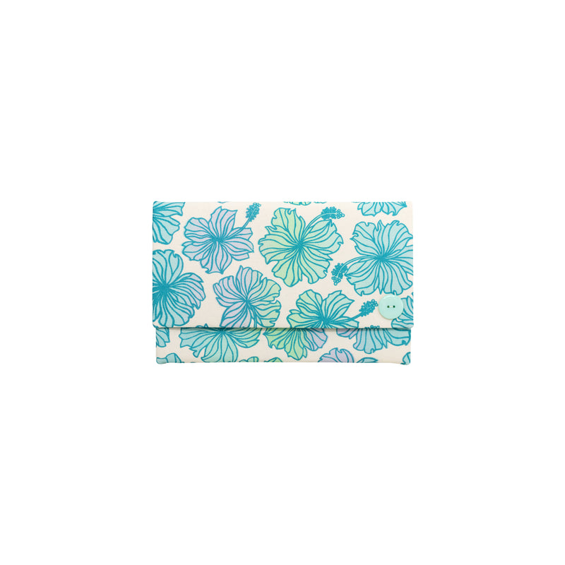 Oversize Envelope Clutch • Hibiscus • Teal over Aqua, Mint, Green, and Lavender Ombre