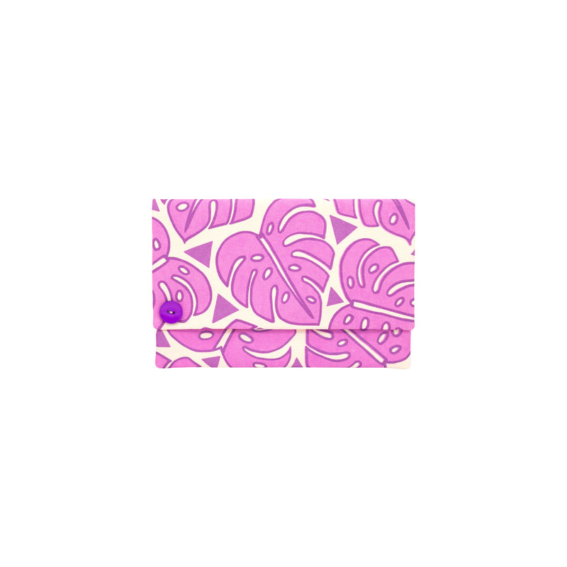 Oversize Envelope Clutch • Monstera • Metallic Purple over Fuchsia