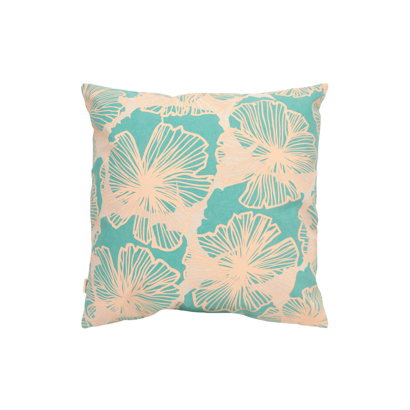 Pillow Cover • Seaflower • Sand over Offset Turquoise
