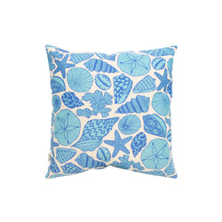Pillow Cover • Seashells • Navy over Cerulean Blue