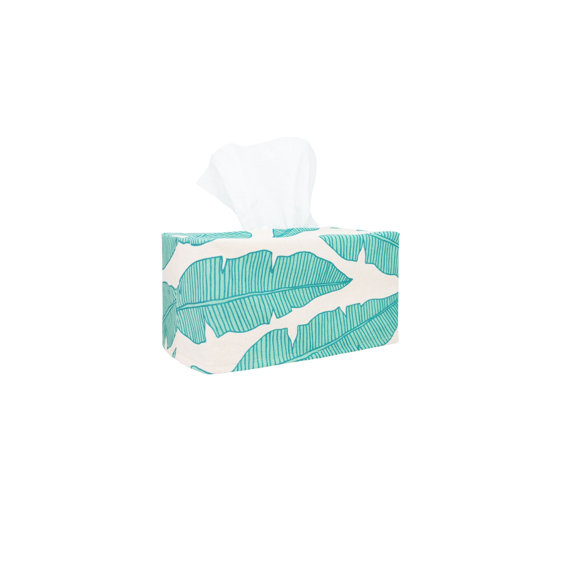 Rectangle Tissue Box Cover • Banana Leaf • Teal over Green Mist