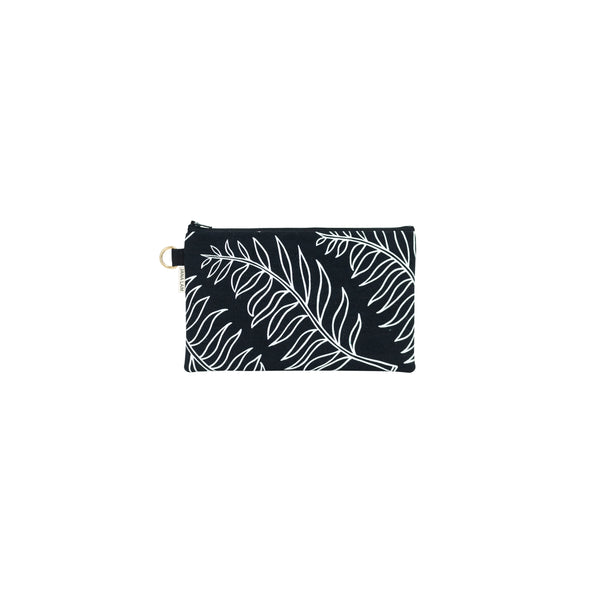 Classic Zipper Clutch • Palm • White on Black Fabric