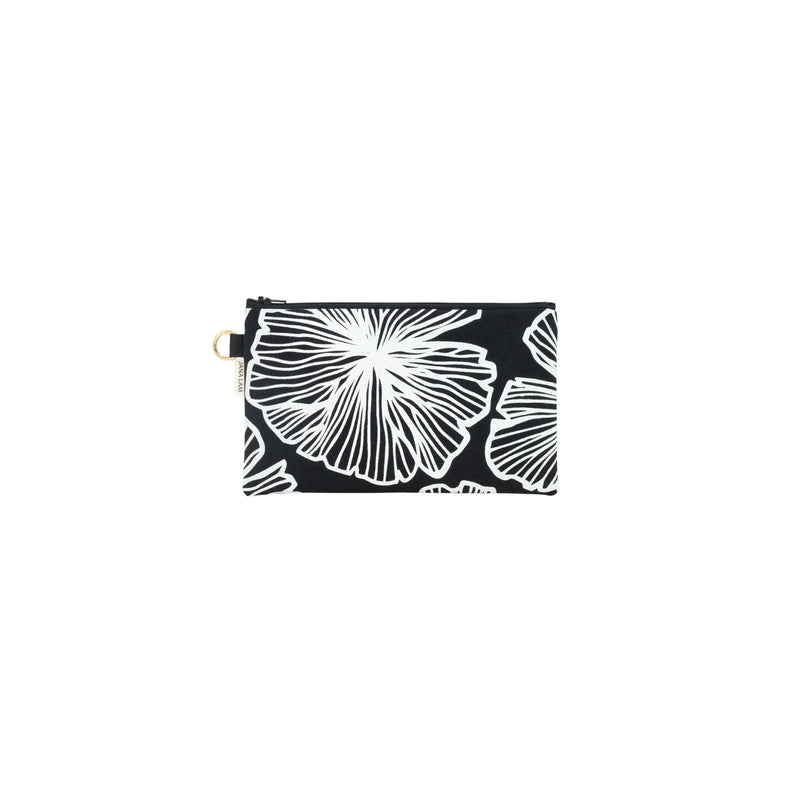 Classic Zipper Clutch • Seaflower • White over Black Fabric