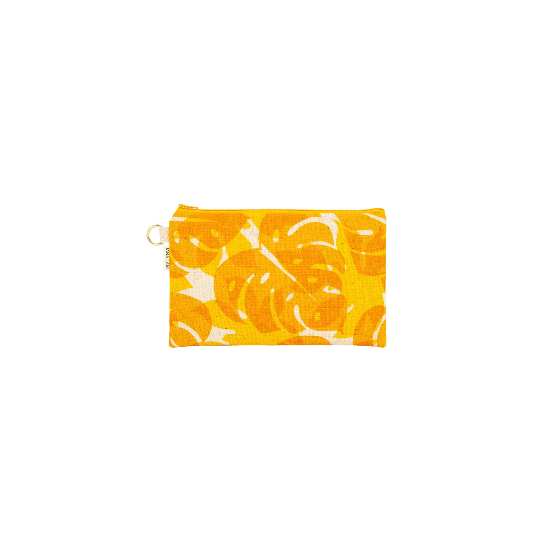 Classic Zipper Clutch • Monstera and Papaya Leaf Shadow • Ochre over Yellow