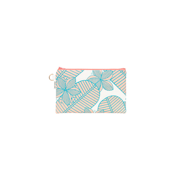 Classic Zipper Clutch • Plumeria • Teal over Light Peach