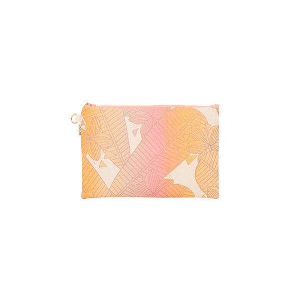 Oversize Zipper Clutch • Plumeria • Shimmery Taupe over Pink, Tangerine, Tan, and Mauve Ombre
