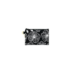 Petite Zipper Clutch • Hibiscus • White on Black Fabric