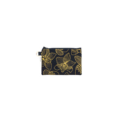 Petite Zipper Clutch • Orchid • Gold on Black Fabric