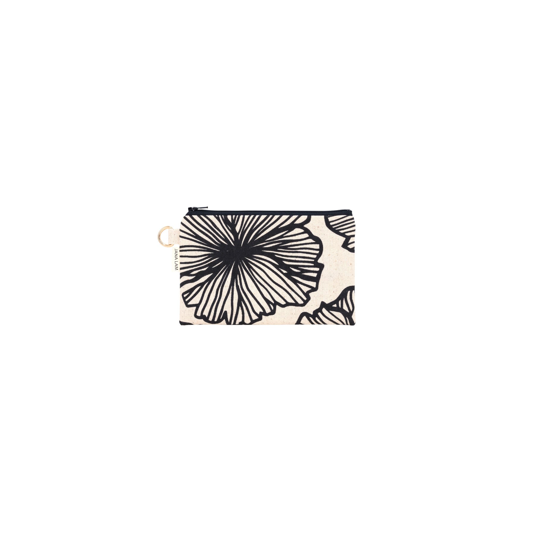 Petite Zipper Clutch • Seaflower • Black on Natural Fabric