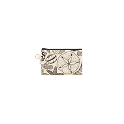 Petite Zipper Clutch • Seashells • Black on Natural Fabric