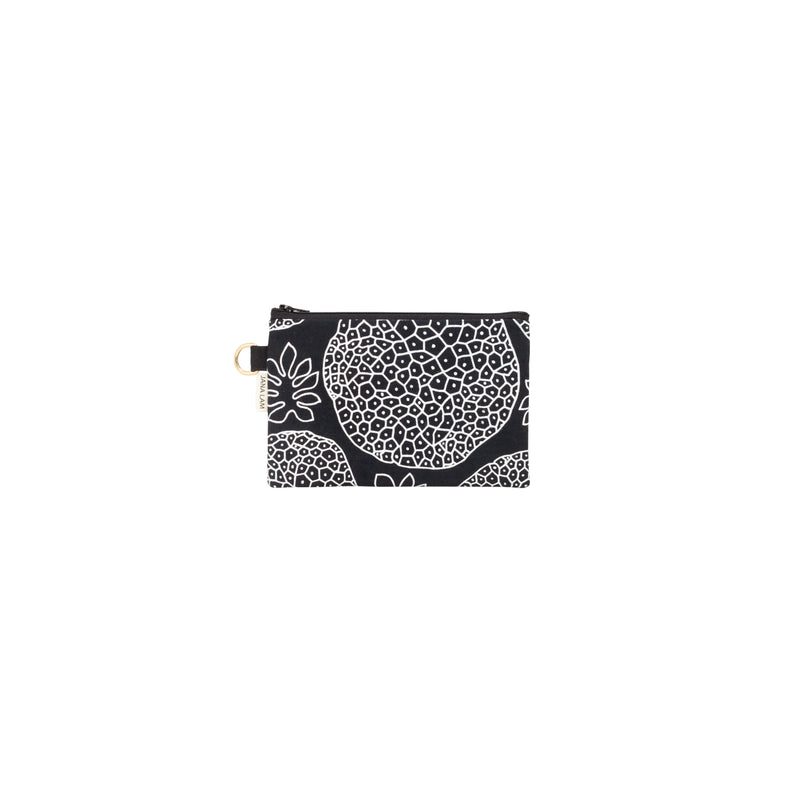 Petite Zipper Clutch • Ulu • White on Black Fabric