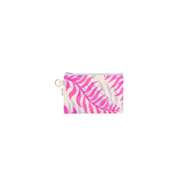 Petite Zipper Clutch • Double Palm • Pink over Lavender