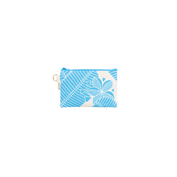 Petite Zipper Clutch • Plumeria • White over Bright Blue
