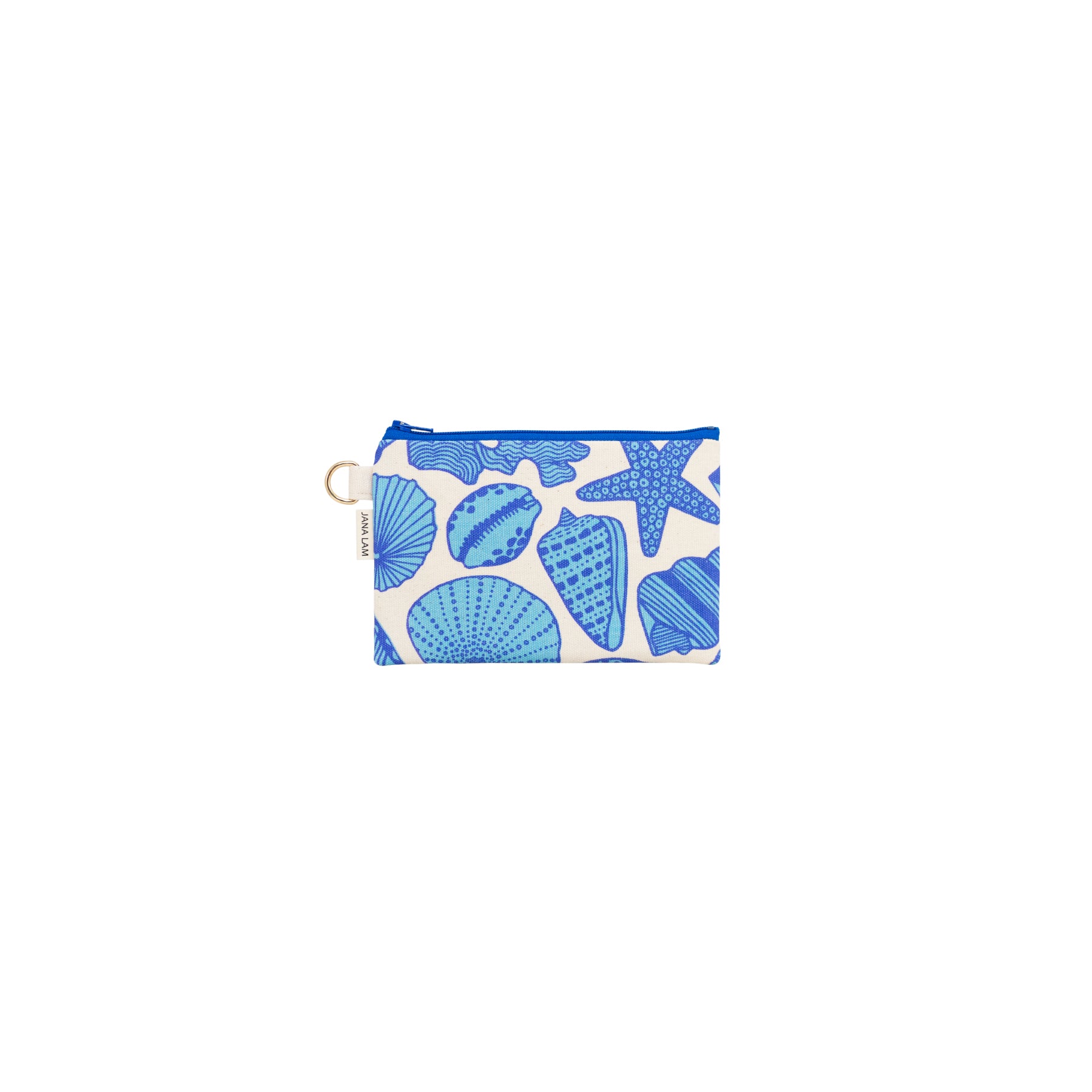Petite Zipper Clutch • Seashells • Navy over Cerulean Blue