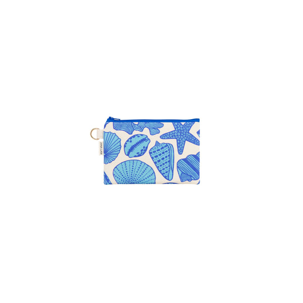 Petite Zipper Clutch • Seashells • Navy over Cerulean Blue