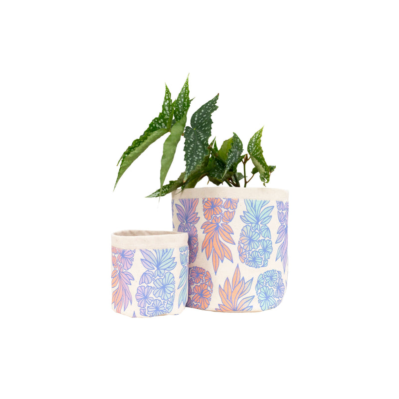 Fabric Sax Plant • Seaflower Pineapple • Lilac, Aqua, and Orange Ombre