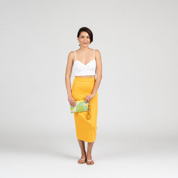 Classic Zipper Clutch • Plumeria • Teal over Light Peach