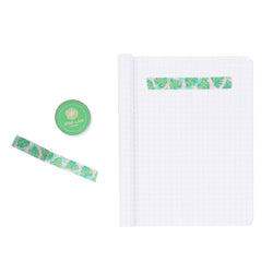 Washi Tape • Green and Peach Monstera and Papaya Leaf Shadow