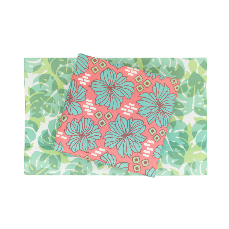 Retro Blooms + Monstera Shadow Eco Wrapping Paper • Wrappily + Jana Lam