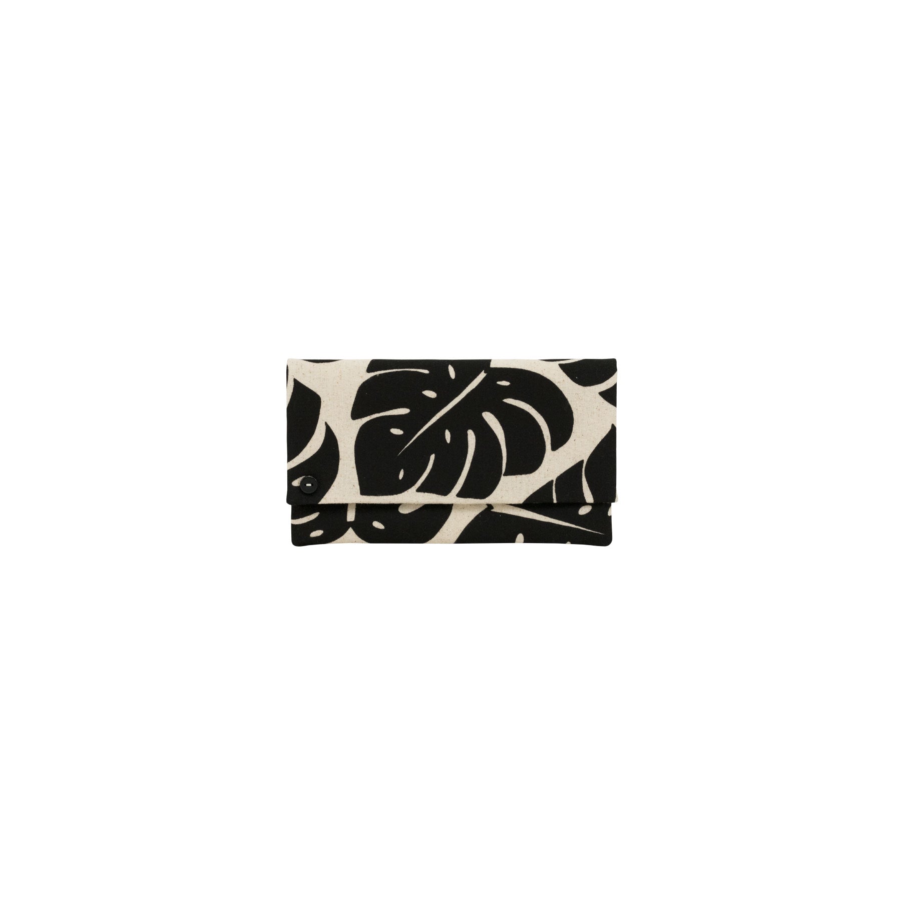 Classic Envelope Clutch • Monstera Shadow • Black on Natural Fabric - Jana Lam Hawaii