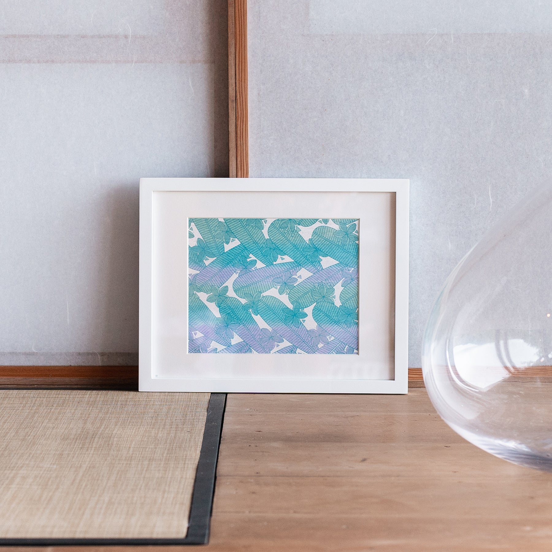 Plumeria Art Print • Teal over Aqua, Mint Green, and Periwinkle Ombre - Jana Lam Hawaii